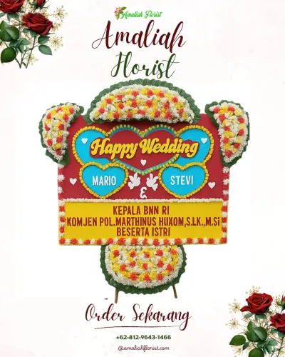 Karangan Papan Bunga Pernikahan di Eka Jaya
